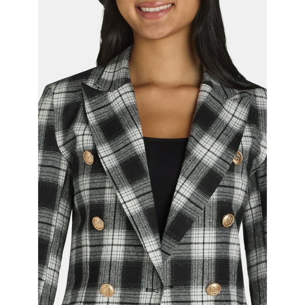 Attitude Unknown Metallic Button Solid Ponte Blazer - Picture 3 of 12